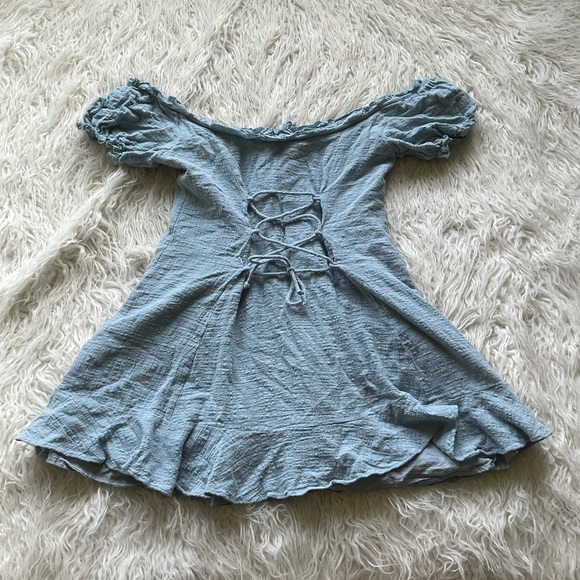 UO Off-The-Shoulder Fit & Flare Peasant Dress - Picture 1 of 8